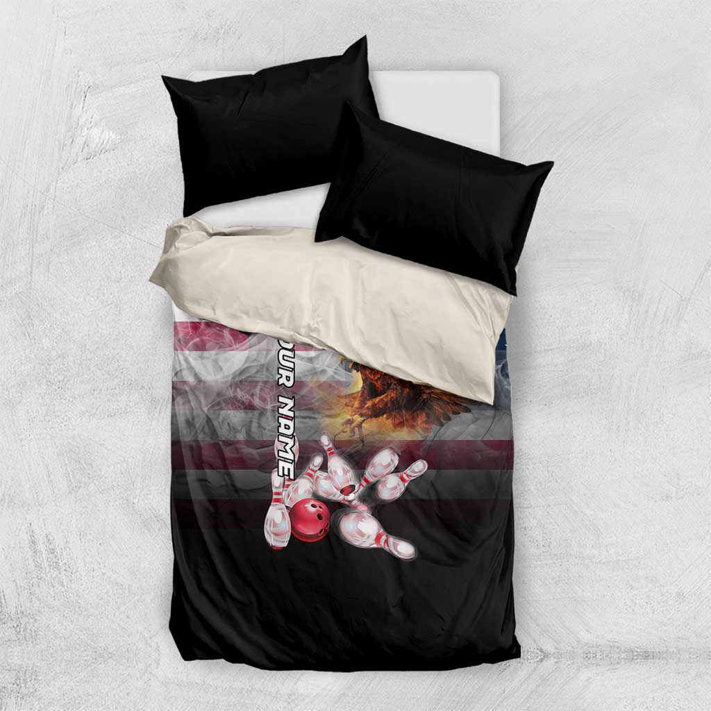 Custom Patriotic Eagle Bowling Bedding Set with American Flag Strike Design - Wonder Print Shop