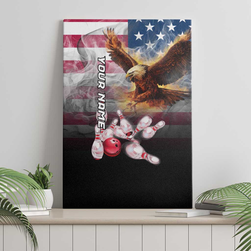 Custom Patriotic Eagle Bowling Canvas Wall Art with American Flag Strike Design - Wonder Print Shop