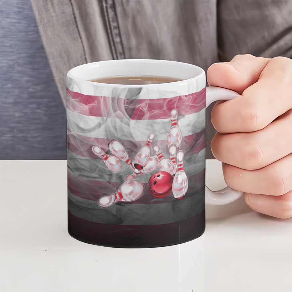 Custom Patriotic Eagle Bowling Ceramic Mug with American Flag Strike Design - Wonder Print Shop