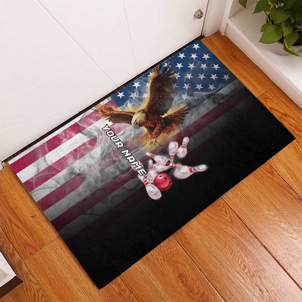 Custom Patriotic Eagle Bowling Rubber Doormat with American Flag Strike Design - Wonder Print Shop