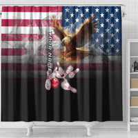 Custom Patriotic Eagle Bowling Shower Curtain with American Flag Strike Design - Wonder Print Shop