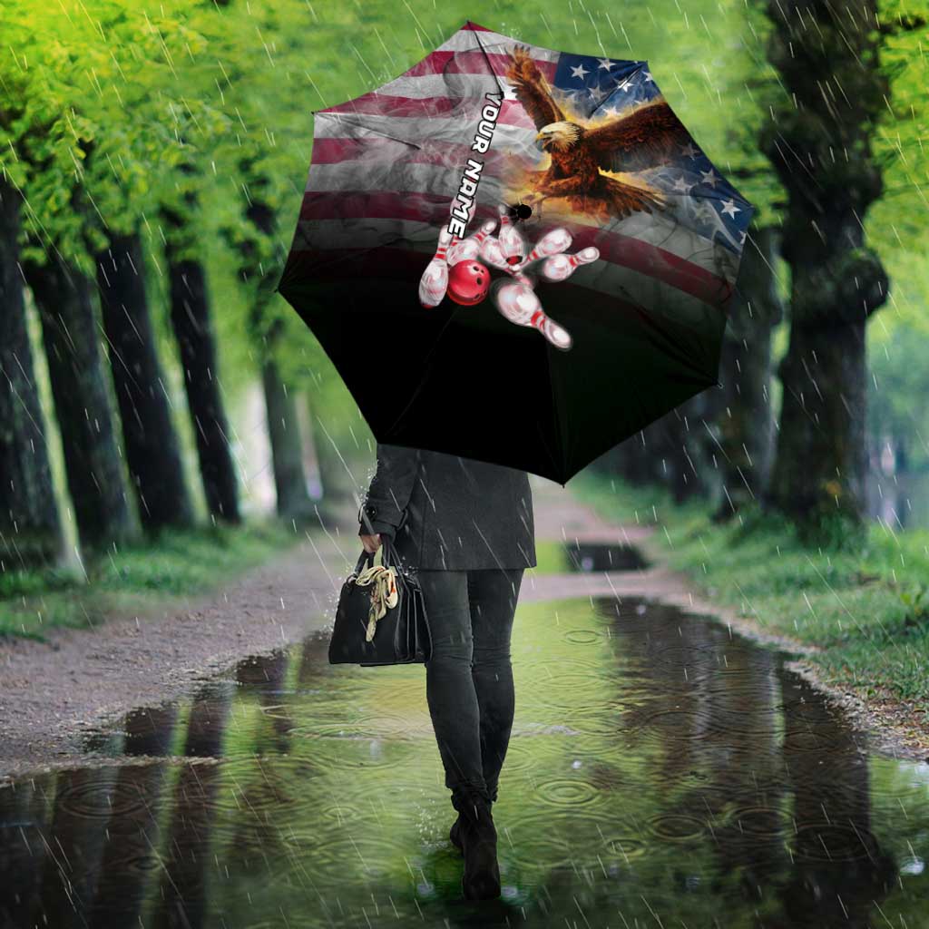 Custom Patriotic Eagle Bowling Umbrella with American Flag Strike Design - Wonder Print Shop