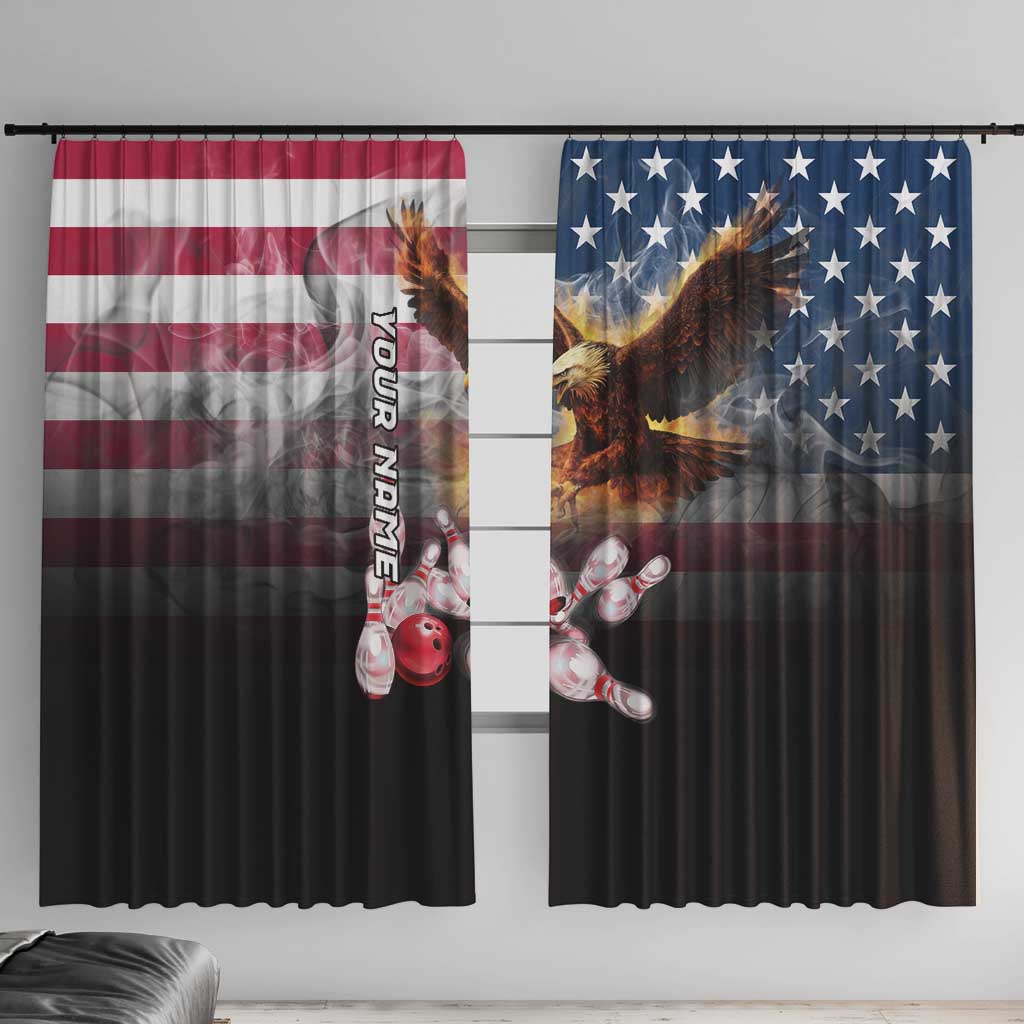 Custom Patriotic Eagle Bowling Window Curtain with American Flag Strike Design - Wonder Print Shop