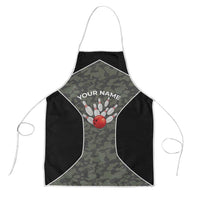 Custom Camouflage Bowling Apron with Red Strike Ball Graphic - Wonder Print Shop