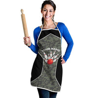 Custom Camouflage Bowling Apron with Red Strike Ball Graphic - Wonder Print Shop