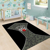 Custom Camouflage Bowling Area Rug with Red Strike Ball Graphic - Wonder Print Shop