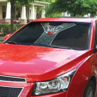 Custom Camouflage Bowling Auto Sun Shade with Red Strike Ball Graphic - Wonder Print Shop