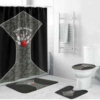 Custom Camouflage Bowling Bathroom Set with Red Strike Ball Graphic - Wonder Print Shop