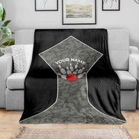 Custom Camouflage Bowling Blanket with Red Strike Ball Graphic - Wonder Print Shop