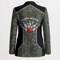 Custom Camouflage Bowling Blazer with Red Strike Ball Graphic - Wonder Print Shop