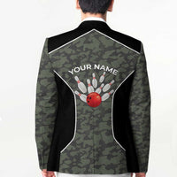 Custom Camouflage Bowling Blazer with Red Strike Ball Graphic - Wonder Print Shop