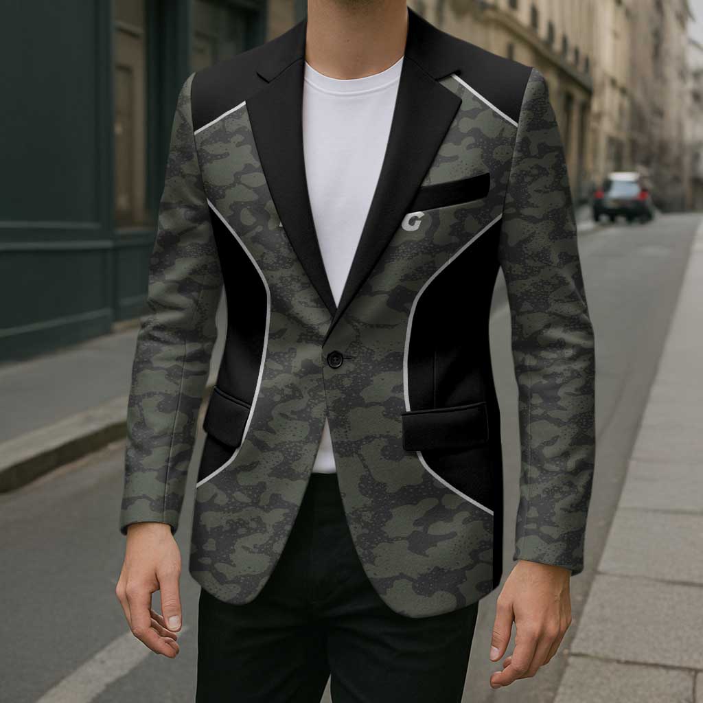 Custom Camouflage Bowling Blazer with Red Strike Ball Graphic - Wonder Print Shop
