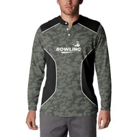 Custom Camouflage Bowling Button Sweatshirt with Red Strike Ball Graphic - Wonder Print Shop