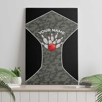 Custom Camouflage Bowling Canvas Wall Art with Red Strike Ball Graphic - Wonder Print Shop