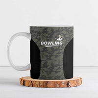 Custom Camouflage Bowling Ceramic Mug with Red Strike Ball Graphic - Wonder Print Shop