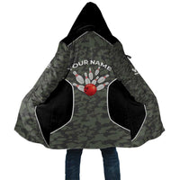 Custom Camouflage Bowling Cloak with Red Strike Ball Graphic - Wonder Print Shop
