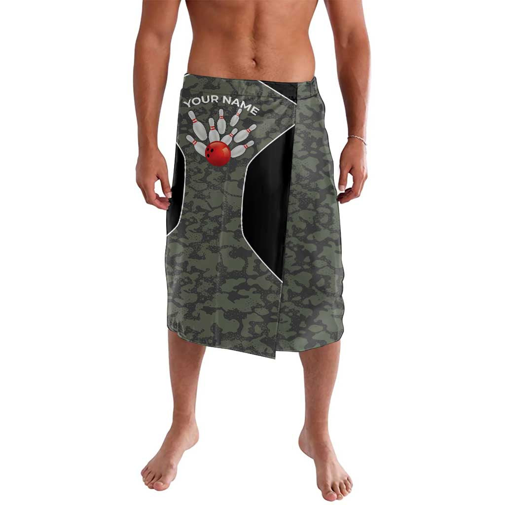 Custom Camouflage Bowling Lavalava with Red Strike Ball Graphic - Wonder Print Shop