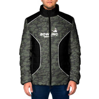 Custom Camouflage Bowling Padded Jacket with Red Strike Ball Graphic - Wonder Print Shop