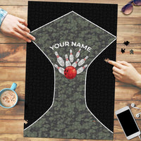 Custom Camouflage Bowling Puzzle with Red Strike Ball Graphic - Wonder Print Shop