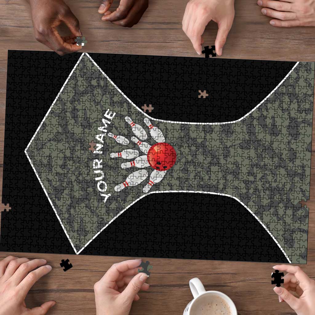 Custom Camouflage Bowling Puzzle with Red Strike Ball Graphic - Wonder Print Shop