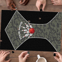 Custom Camouflage Bowling Puzzle with Red Strike Ball Graphic - Wonder Print Shop