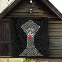 Custom Camouflage Bowling Quilt with Red Strike Ball Graphic - Wonder Print Shop