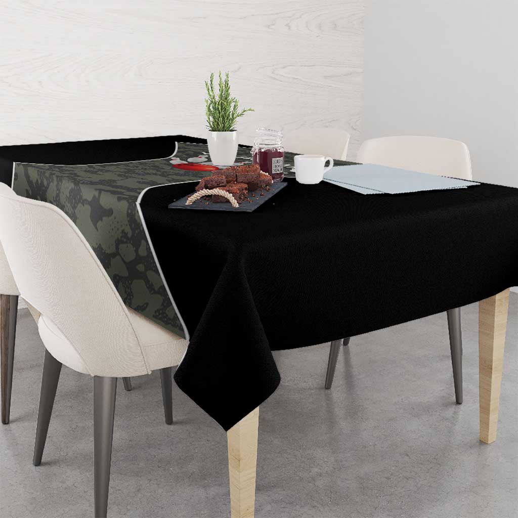 Custom Camouflage Bowling Tablecloth with Red Strike Ball Graphic - Wonder Print Shop