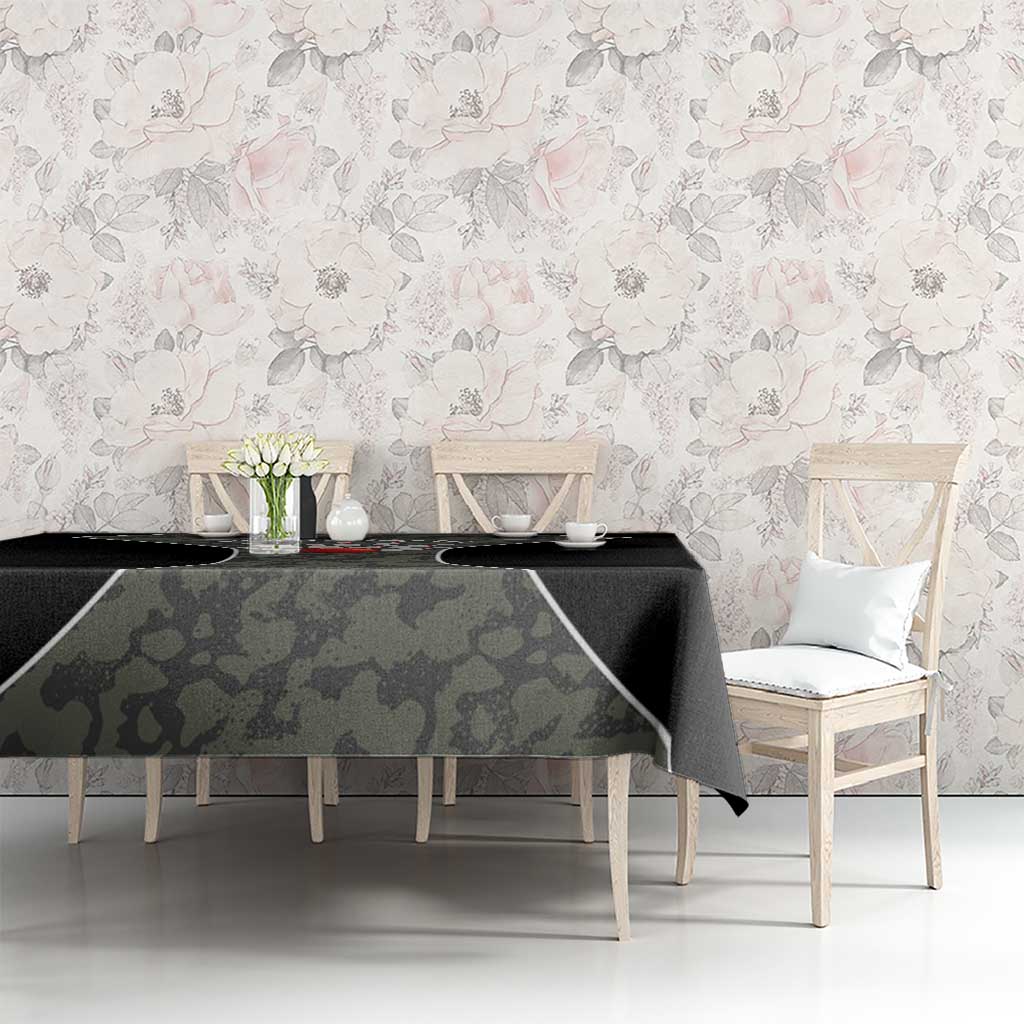 Custom Camouflage Bowling Tablecloth with Red Strike Ball Graphic - Wonder Print Shop