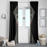 Custom Camouflage Bowling Window Curtain with Red Strike Ball Graphic - Wonder Print Shop