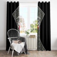 Custom Camouflage Bowling Window Curtain with Red Strike Ball Graphic - Wonder Print Shop
