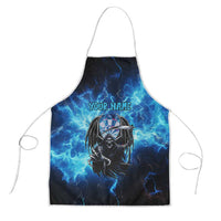 Custom Grim Reaper Bowling Apron with Blue Lightning Background - Wonder Print Shop