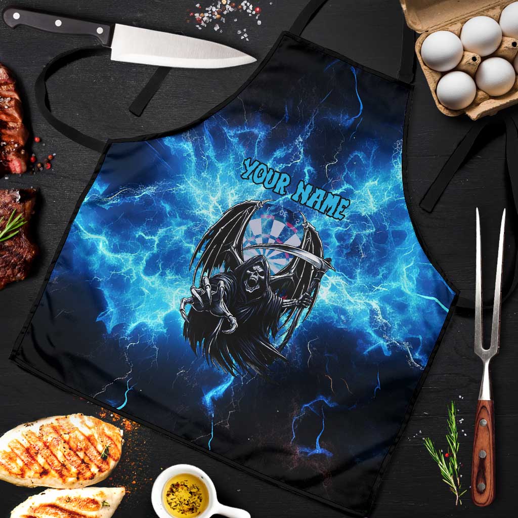Custom Grim Reaper Bowling Apron with Blue Lightning Background - Wonder Print Shop