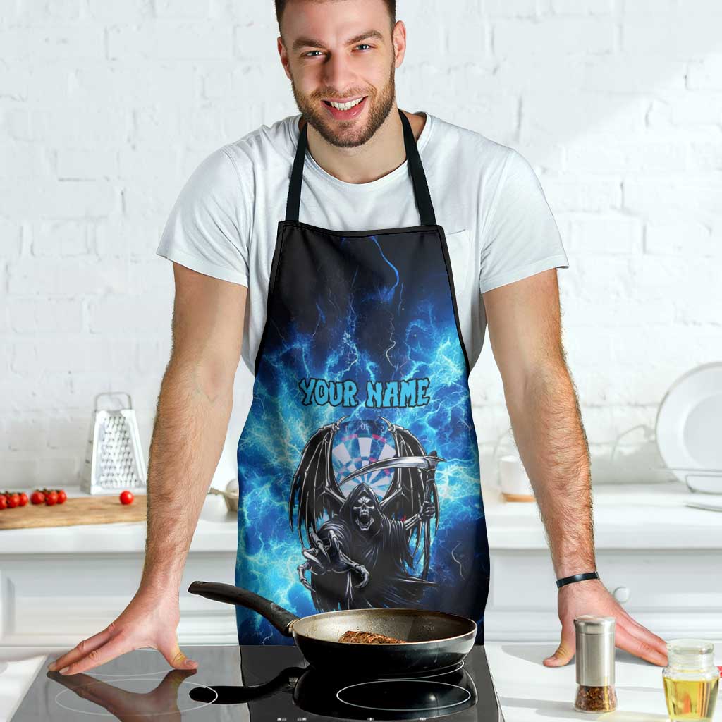Custom Grim Reaper Bowling Apron with Blue Lightning Background - Wonder Print Shop