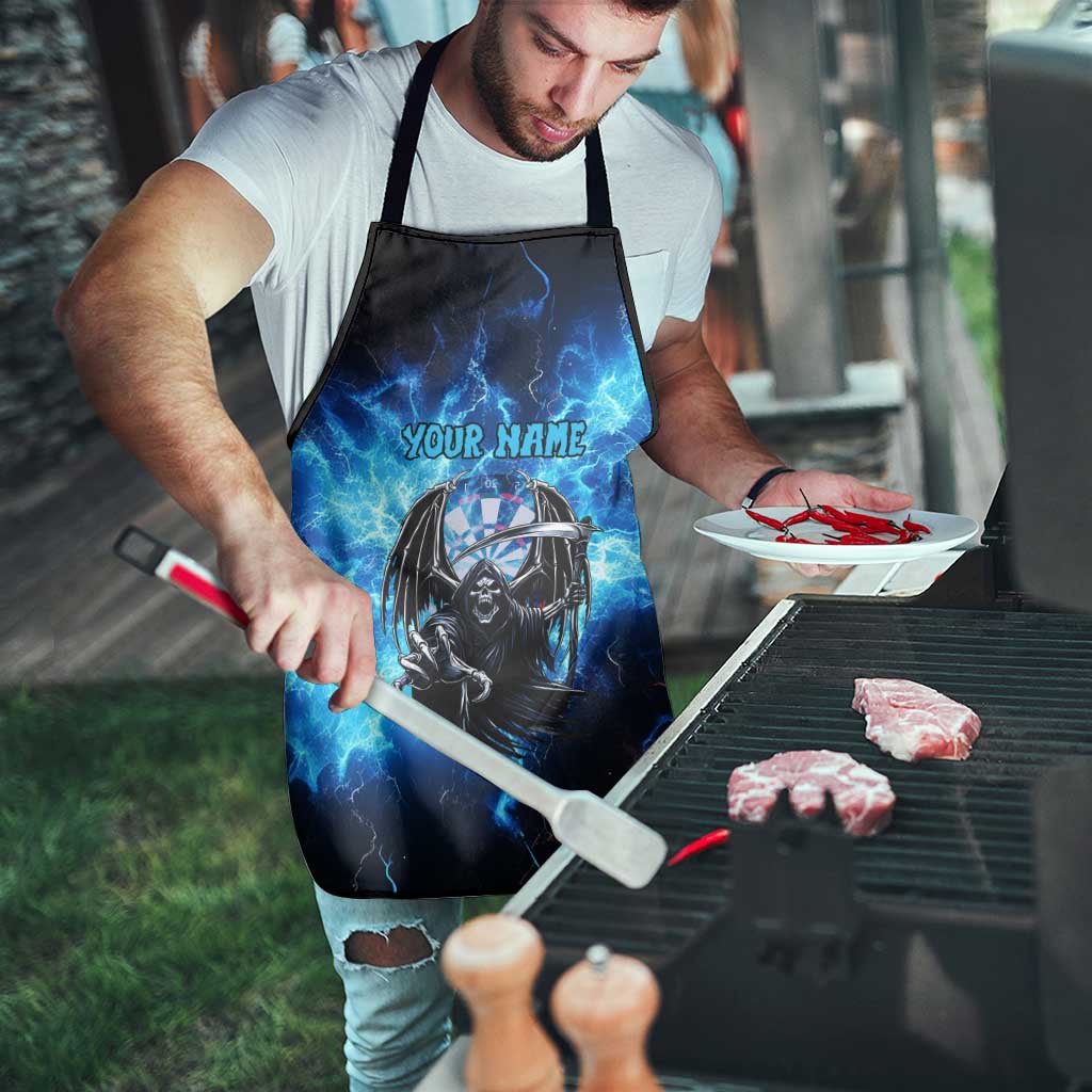 Custom Grim Reaper Bowling Apron with Blue Lightning Background - Wonder Print Shop