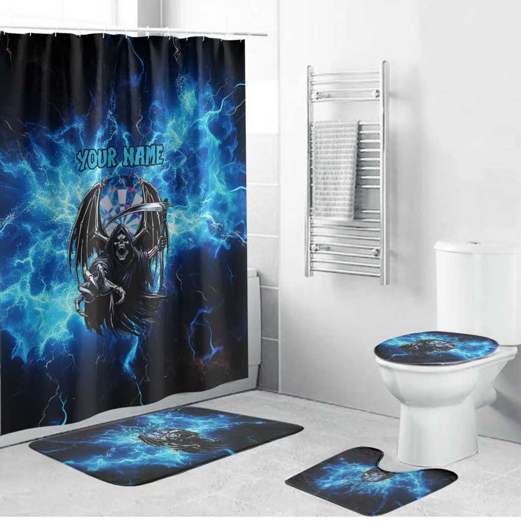 Custom Grim Reaper Bowling Bathroom Set with Blue Lightning Background - Wonder Print Shop