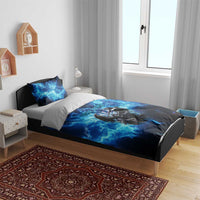 Custom Grim Reaper Bowling Bedding Set with Blue Lightning Background - Wonder Print Shop