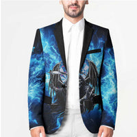 Custom Grim Reaper Bowling Blazer with Blue Lightning Background - Wonder Print Shop