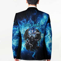 Custom Grim Reaper Bowling Blazer with Blue Lightning Background - Wonder Print Shop