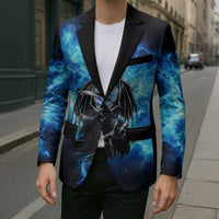 Custom Grim Reaper Bowling Blazer with Blue Lightning Background - Wonder Print Shop
