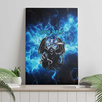 Custom Grim Reaper Bowling Canvas Wall Art with Blue Lightning Background - Wonder Print Shop