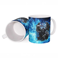 Custom Grim Reaper Bowling Ceramic Mug with Blue Lightning Background - Wonder Print Shop
