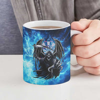Custom Grim Reaper Bowling Ceramic Mug with Blue Lightning Background - Wonder Print Shop
