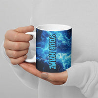 Custom Grim Reaper Bowling Ceramic Mug with Blue Lightning Background - Wonder Print Shop