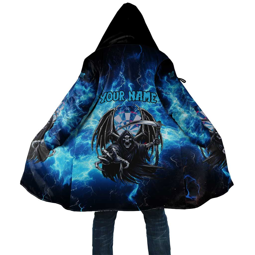 Custom Grim Reaper Bowling Cloak with Blue Lightning Background - Wonder Print Shop