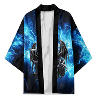Custom Grim Reaper Bowling Kimono with Blue Lightning Background - Wonder Print Shop