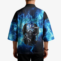 Custom Grim Reaper Bowling Kimono with Blue Lightning Background - Wonder Print Shop