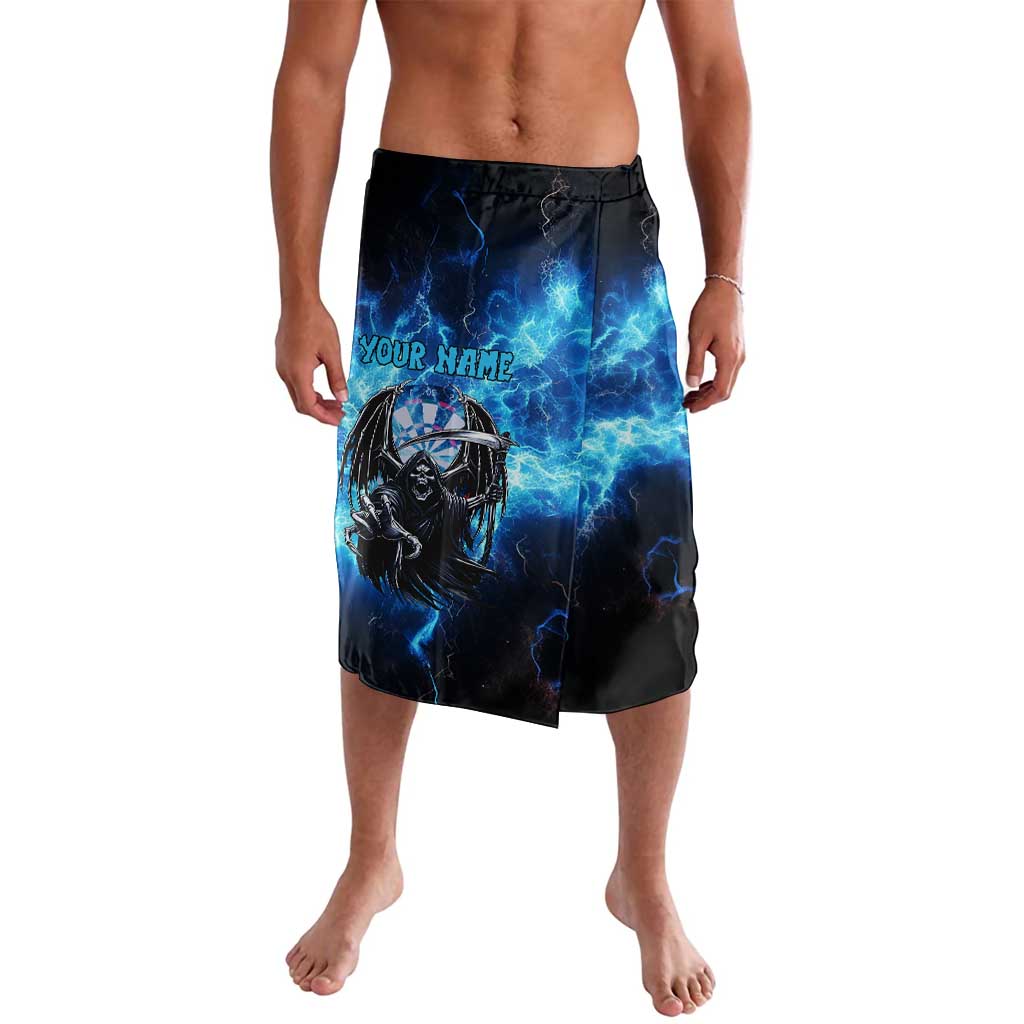 Custom Grim Reaper Bowling Lavalava with Blue Lightning Background - Wonder Print Shop