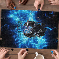 Custom Grim Reaper Bowling Puzzle with Blue Lightning Background - Wonder Print Shop
