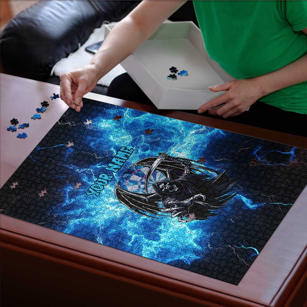 Custom Grim Reaper Bowling Puzzle with Blue Lightning Background - Wonder Print Shop