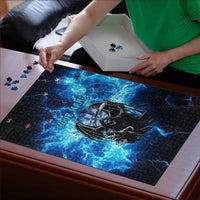 Custom Grim Reaper Bowling Puzzle with Blue Lightning Background - Wonder Print Shop